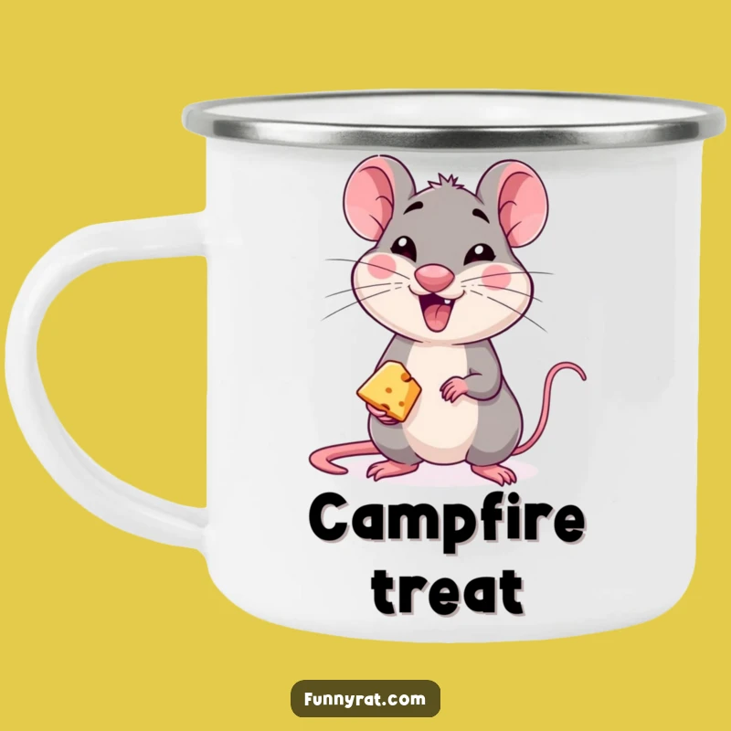 Funny Winking Rat Enamel Camping Mug - Adventure Fuel with Mischievous Charm