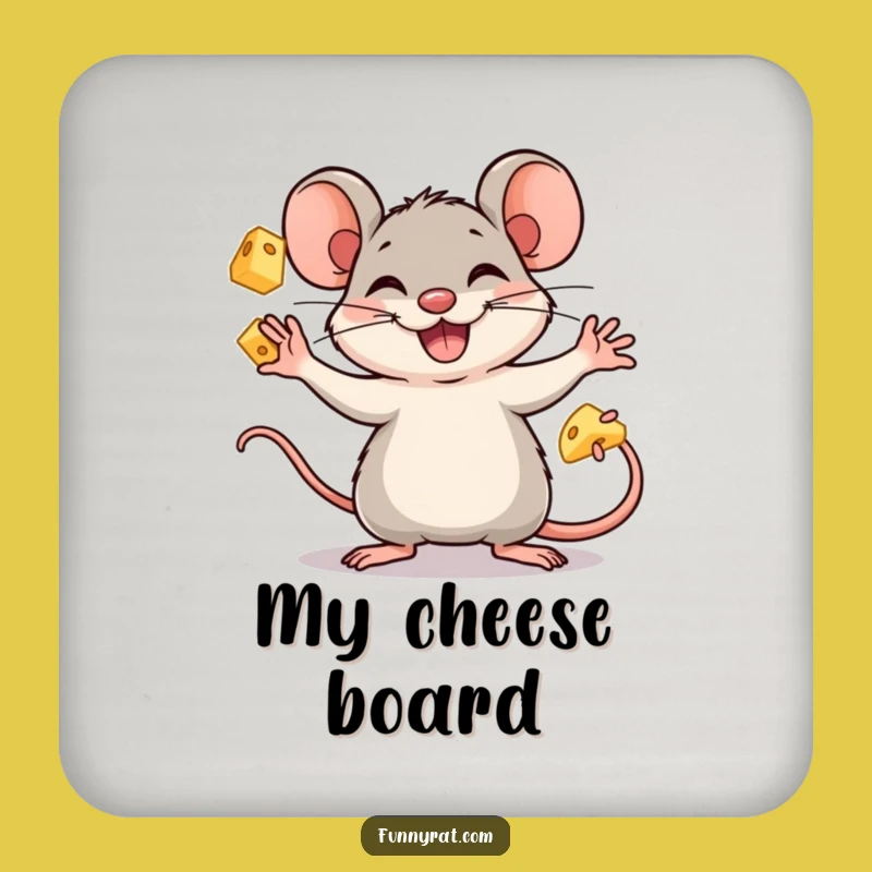 Funny Juggling Rat Drink Coaster Set - Protect Surfaces with Cheesy Style