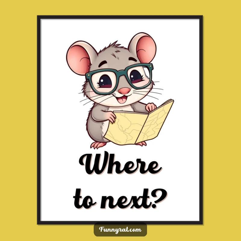 Funny Explorer Rat Art Poster - Whimsical Decor for Adventurous Spaces