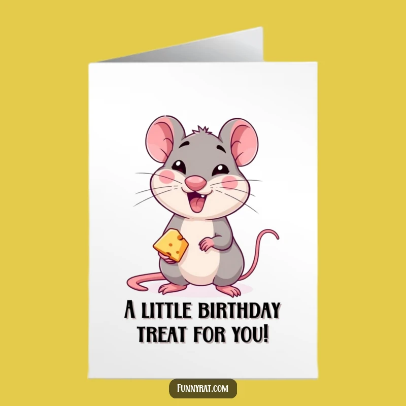 Free Printable Birthday Card: Winking Rat's Cheesy Treat - Downloadable Gift