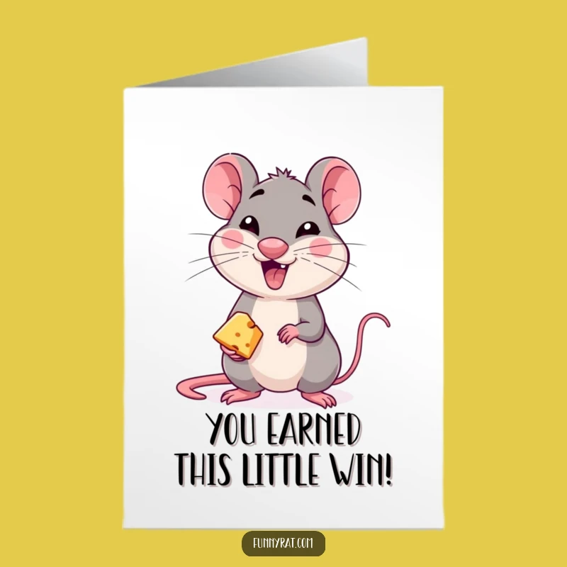 Free Printable Congrats Card: Rat's Cheesy Success Wink - Downloadable Gift
